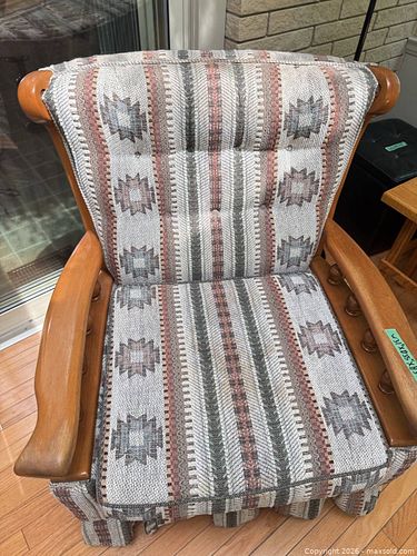 Southwestern Tufted Accent Armchair with Wooden Arms - E (1 of 12)