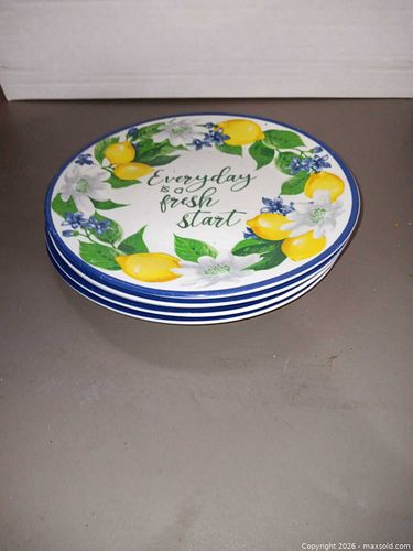 Royal Norfolk Set of 4 Lemon Floral Wreath Salad Plates (1 of 3)