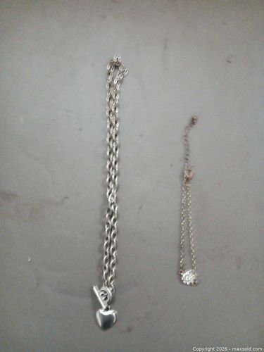 Silver-tone Heart & Floral Crystal Necklace and Bracelet Set (1 of 6)