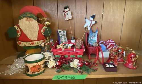Mixed Christmas Decor Lot: Santa, Ornaments, Sleigh (1 of 5)