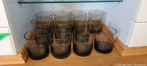 Set of 11 Smoke Glass Tumblers (1 of 3)