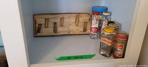 Vintage Spice Bottles & Agricultural Seed Display (1 of 3)