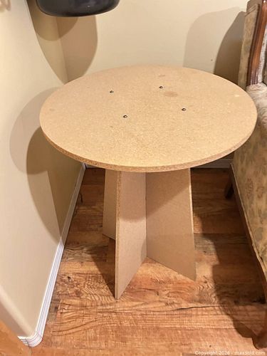 Round Pedestal Side/End Table, Particleboard, 20in x 34in (1 of 4)