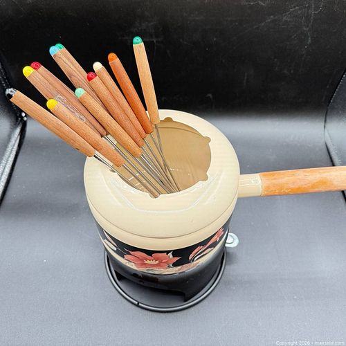 Norpro Ceramic Fondue Set with Burner, Forks & Ladle (1 of 7)
