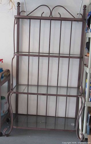 Cast Aluminum Baker's Rack / Etagere with 4 Glass Shelves (1 of 6)
