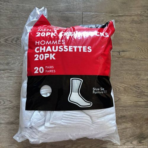 Men's White Crew Socks Size 7-11 — 20 Pairs (1 of 3)