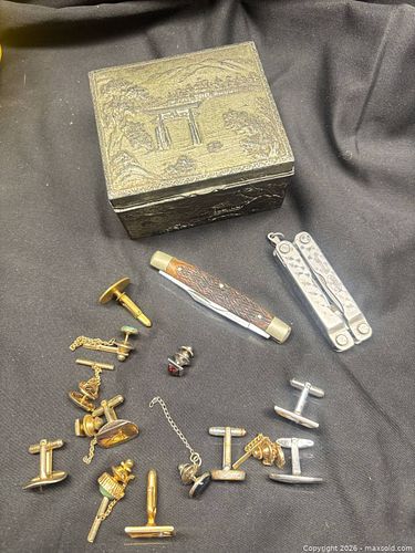 Mixed Lot: Metal Trinket Box, Pocket Knife, Multi-tool, RCMP Patch (1 of 7)