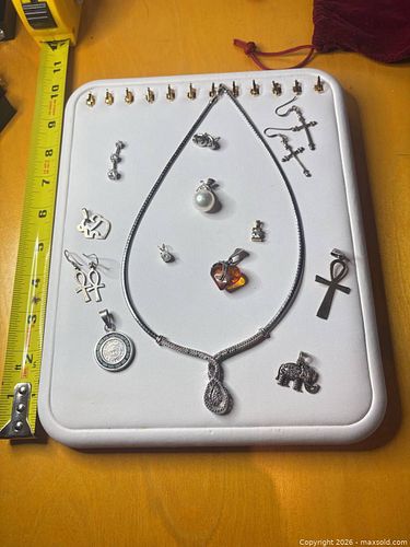 Sterling Silver Mixed Jewelry Lot with Pearl, Amber & CZ (1 of 4)