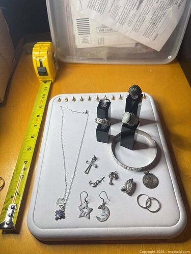Sterling Silver stamped Jewelry Lot with Green Stone Accents (1 of 5)