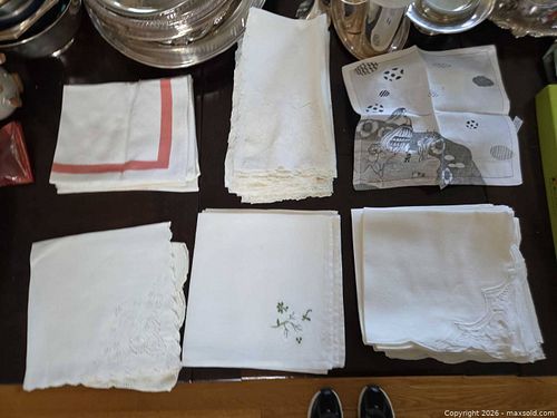 Assorted Linen & Cotton Napkins — Embroidered, Gold Trim, Lace (1 of 4)
