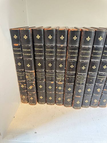 Gustave Flaubert 10-Volume Leather Hardcover Book Set (1 of 3)