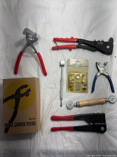 Hand Tool Lot: Riveter, Pliers, Grommet Setter, Hole Punch for canvas/leather/upholstery  (1 of 11)