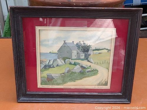 ANTIQUE WATERCOLOR OF STANFORD INN BY H. SERVANT (1 of 10)