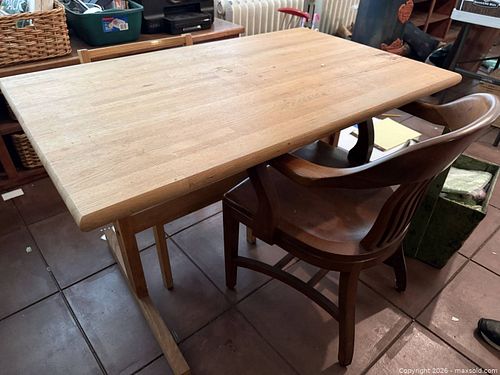 Small Table and Bankers Chair, Solid Wood, Sunroom  (1 of 6)