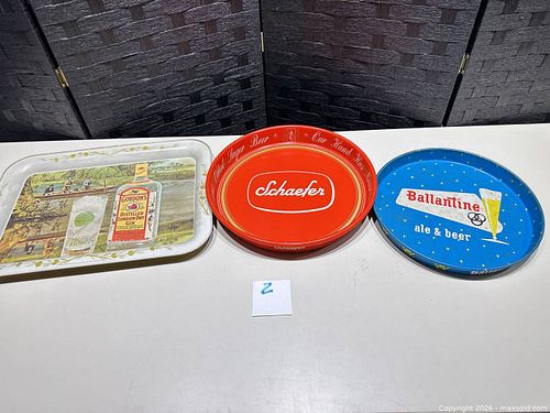 CANCO Vintage Enamel & Tin Serving Trays - Gordon's, Schaefer, Ballantine (1 of 8)