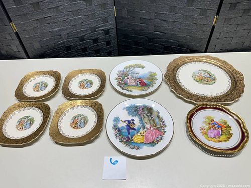 Decorative Porcelain Collectible Plates, Lot of 8 Rococo Couple (1 of 11)