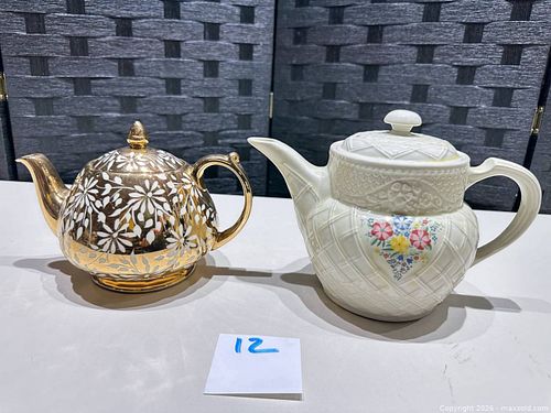 Drip-O-lator Teapot Lot — Porcelain Gilded & White Pots (1 of 11)