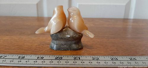 Vintage hand-carved Soviet-era pair of lovebirds figurine (1 of 6)