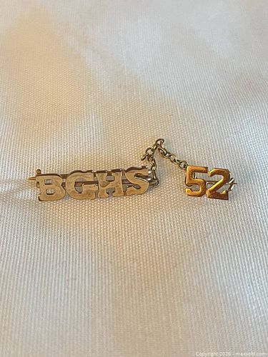 1952 Gold-Tone BGHS School Lapel Pin with '52 Charm (1 of 10)