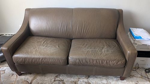 Brown Leather Loveseat with Removable Seat Cushions (1 of 3)