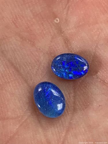 RARE [1.45 CTW] ELECTRIC BLUE OPAL DOUBLET PAIR | 7x5mm Oval | Matching Earring Set (1 of 6)
