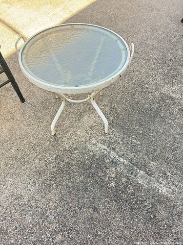 Vintage spindle-back wooden chairs with glass-top bistro side table (1 of 3)