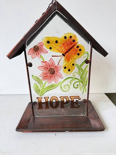 Glass & Metal Butterfly Floral Plaque with HOPE Word (1 of 4)