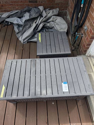 Outdoor Resin Wicker Coffee Table with Matching Side Table (1 of 10)