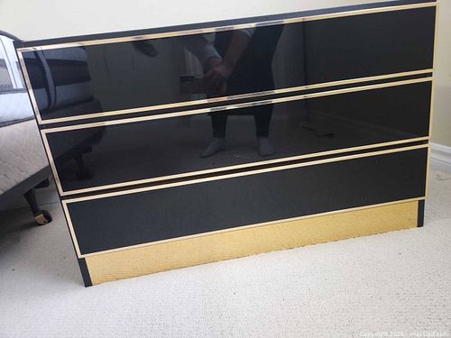 Black 3-Drawer Dresser with Gold/Brass Trim, 33.5"W x 18"D x 22"H (1 of 10)