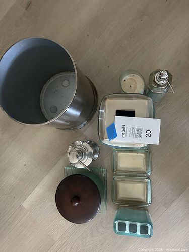 Contemporary Glass, Metal & Wood Bathroom Accessory Set (1 of 18)