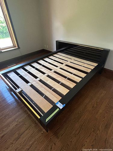 Custom Black Platform Bed Frame with Integrated Headboard (1 of 13)
