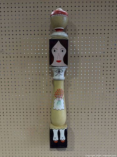Hand-Painted Wooden Folk Art Totem Pillar, 36 in (1 of 8)