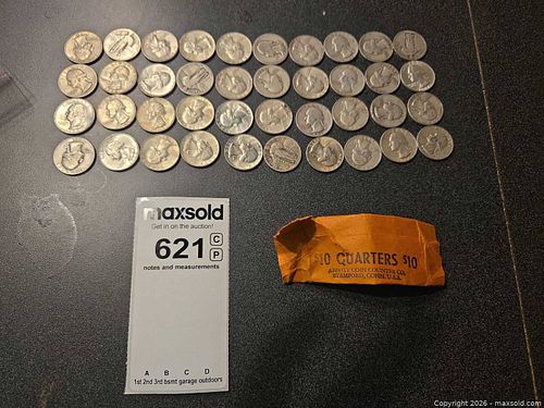 40 Silver Quarters UNSEARCHED $10 Roll (1 of 14)