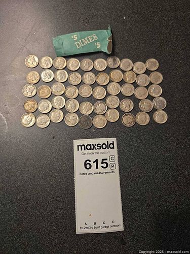 50 Silver Dimes UNSEARCHED Roll (1 of 12)