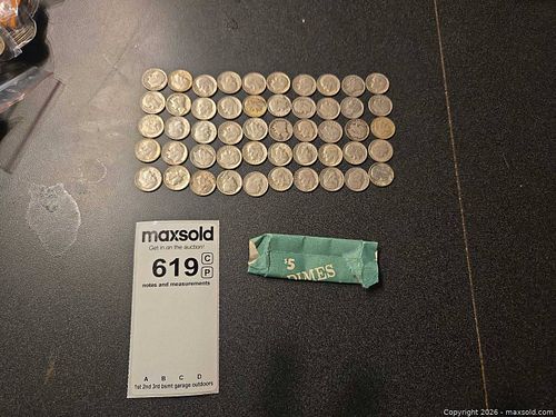  50 Silver Pre-1965 Dimes UNSEACHED $5 Roll (1 of 14)