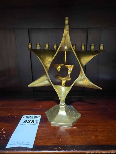Brass Mid-Century Modern Menorah 2ndHall (1 of 5)
