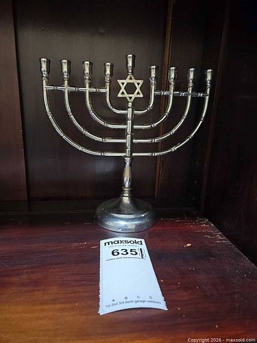 Silver Tone Menorah with Star of David 2ndHall (1 of 5)