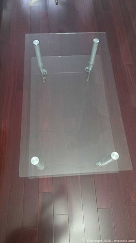 Modern Rectangular Glass Coffee Table with Lower Shelf (1 of 12)
