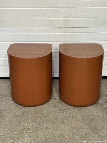 Modern Glazed Concrete End Tables x2  (1 of 5)