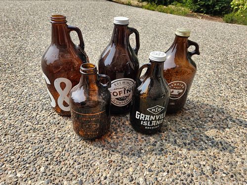 Lot of Brown Glass Growlers (1 of 5)