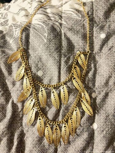 Gold-Tone Layered Statement Bib Necklace, Adjustable Length (1 of 4)