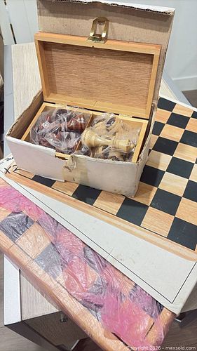 Wood Chess Set with Two Boards and Wooden Storage Box (1 of 5)