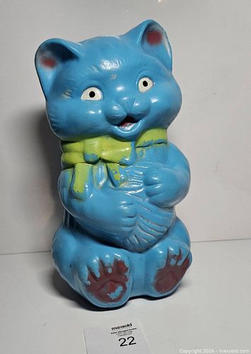 Reliable Blue Cat Blow Mold Coin Bank (1 of 5)