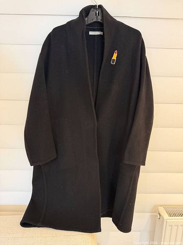 Vince Lipstick Logo Soft Black Wool + Camel Coat sz M/L  (1 of 10)