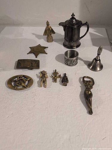 Mixed Vintage Metal Collectibles Lot — Belt Buckles & Figurines (1 of 8)