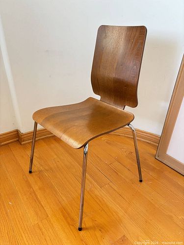 Brown Bentwood Side Chair with Chrome Legs (1 of 9)