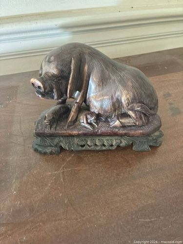 Small Wooden Pig Figurine, Folk/Rustic (1 of 3)