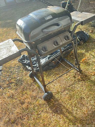 Black 3-Burner Propane Gas Grill with Side Shelves & Wheels (1 of 4)