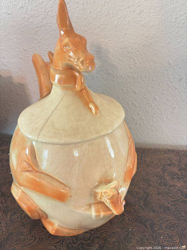 Vintage Ceramic Covered Jar with Animal Topper (1 of 5)