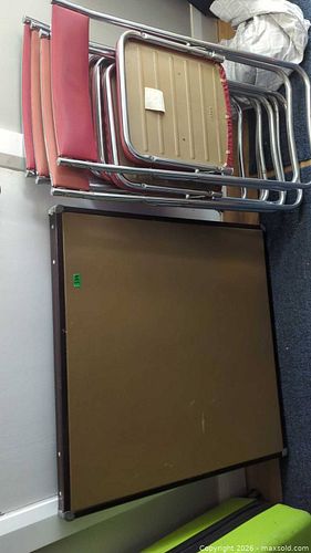 Lot of Folding Chairs and Folding Table, Chrome Frames, Vinyl (1 of 3)